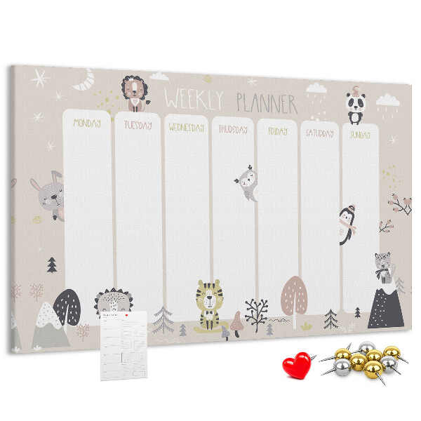 Weekplanner met bosdieren