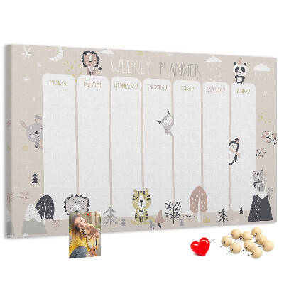 Weekplanner met bosdieren
