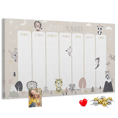 Weekplanner met bosdieren