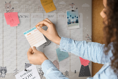 Kurkbord met bosdieren op de weekplanner