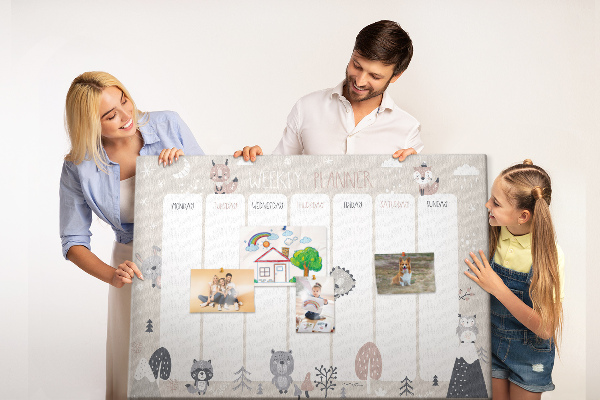 Kurkbord met bosdieren op de weekplanner
