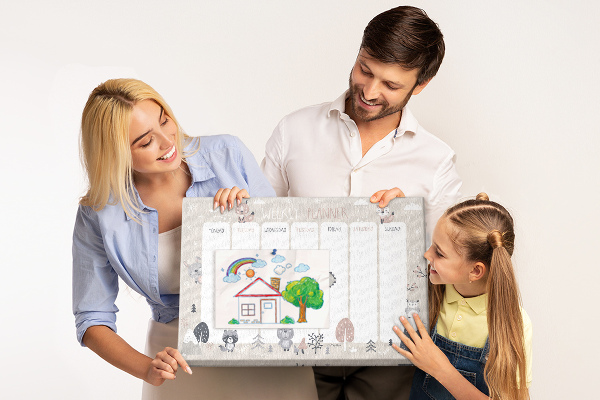 Kurkbord met bosdieren op de weekplanner
