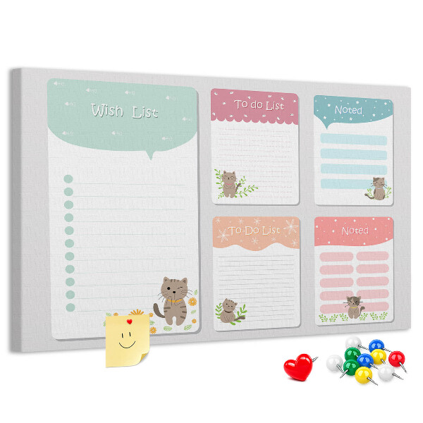 met schattige katjes op kleurrijke briefjes