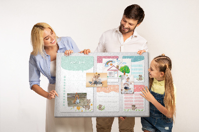 Kurken prikbord met schattige katjes op kleurrijke briefjes