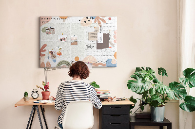 Kurkbord met kleurrijke vormen en abstracte patronen voor wekelijks gebruik
