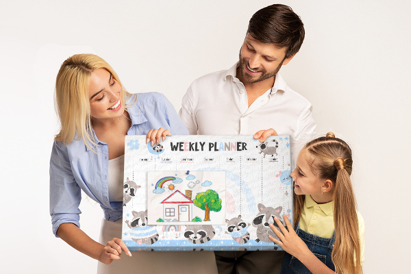 Weekplanner met vrolijke wasberen