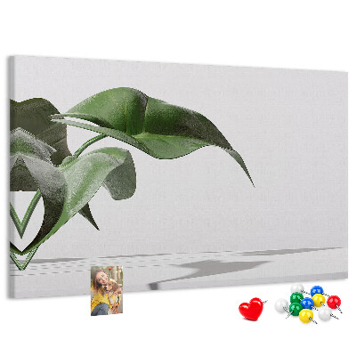 Kurkbord fijne blaadjes op een minimalistische achtergrond