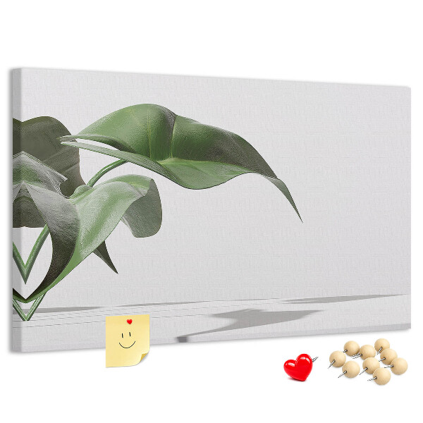 Kurkbord fijne blaadjes op een minimalistische achtergrond