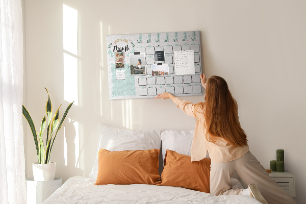 Kurk prikbord maandkalender met ruimte voor notities