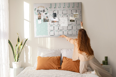 Kurk prikbord maandkalender met ruimte voor notities
