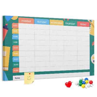 Prikbord creatief weekplan met kleurrijke accenten