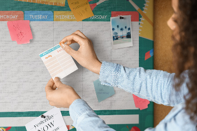 Prikbord creatief weekplan met kleurrijke accenten