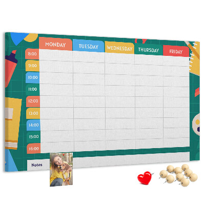 Prikbord creatief weekplan met kleurrijke accenten