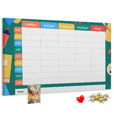 Prikbord creatief weekplan met kleurrijke accenten