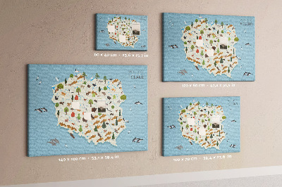 Kurkbord met een kleurrijke kaart van de Poolse fauna