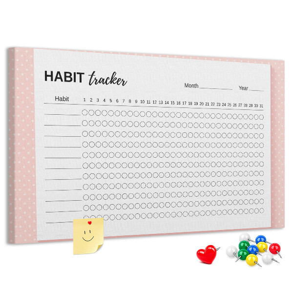 Prikbord met gekleurde achtergronden voor het bijhouden van gewoontes