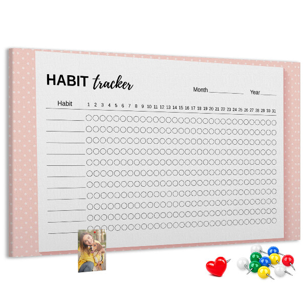 Prikbord met gekleurde achtergronden voor het bijhouden van gewoontes