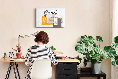 Kurken prikbord met een energieke inscriptie op een lichte achtergrond