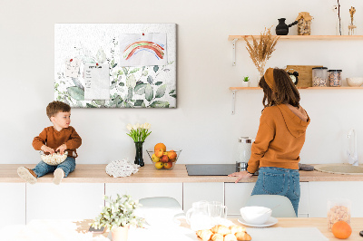 Kurk prikbord met fijne blaadjes in verschillende tinten groen
