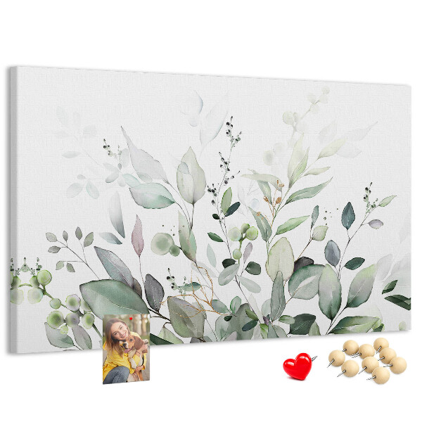 Kurk prikbord met fijne blaadjes in verschillende tinten groen