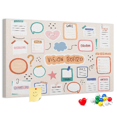Prikbord kleurrijk droombord met notities