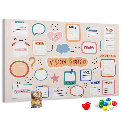 Prikbord kleurrijk droombord met notities