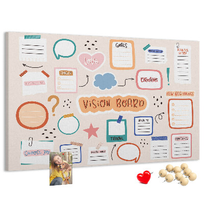 Prikbord kleurrijk droombord met notities