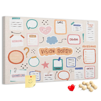 Prikbord kleurrijk droombord met notities