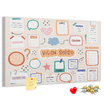 Prikbord kleurrijk droombord met notities
