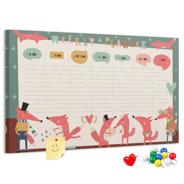 Kurkbord met retro dierenprint weekplanner