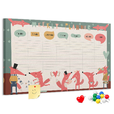 Kurkbord met retro dierenprint weekplanner