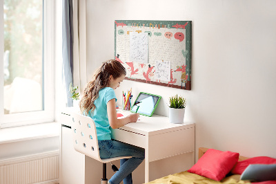 Kurkbord met retro dierenprint weekplanner
