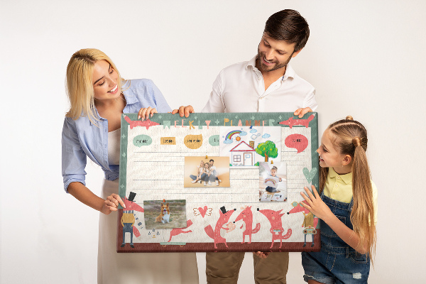 Kurkbord met retro dierenprint weekplanner