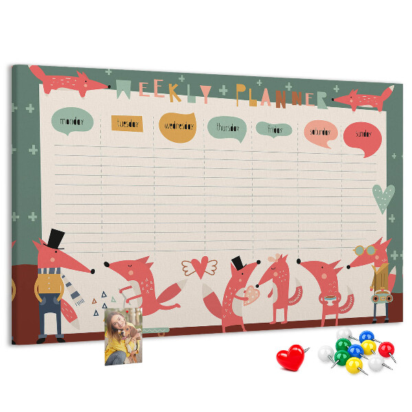 Kurkbord met retro dierenprint weekplanner