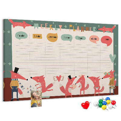 Kurkbord met retro dierenprint weekplanner