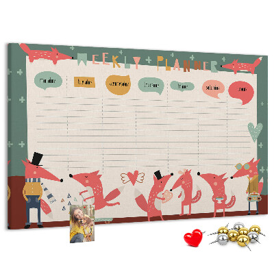 Kurkbord met retro dierenprint weekplanner