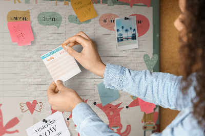Kurkbord met retro dierenprint weekplanner