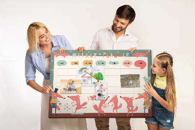Kurkbord met retro dierenprint weekplanner