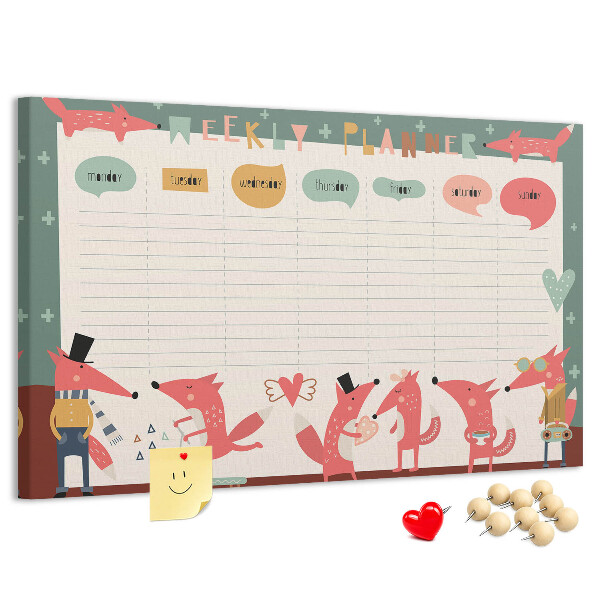 Kurkbord met retro dierenprint weekplanner
