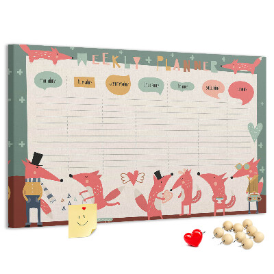 Kurkbord met retro dierenprint weekplanner