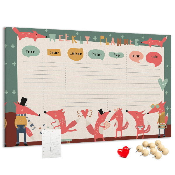 Kurkbord met retro dierenprint weekplanner