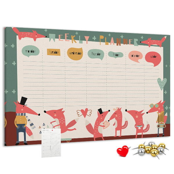 Kurkbord met retro dierenprint weekplanner