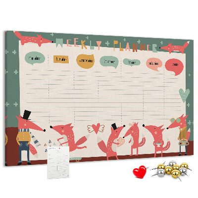 Kurkbord met retro dierenprint weekplanner