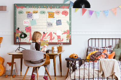 Kurkbord met retro dierenprint weekplanner