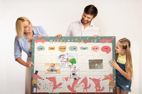 Kurkbord met retro dierenprint weekplanner
