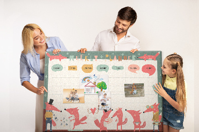 Kurkbord met retro dierenprint weekplanner