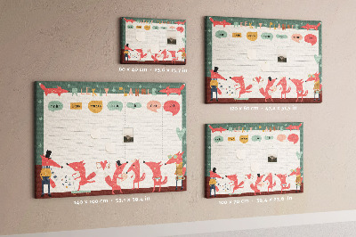 Kurkbord met retro dierenprint weekplanner