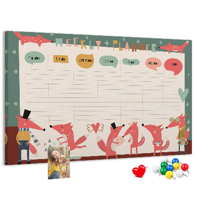 Kurkbord met retro dierenprint weekplanner