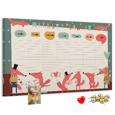 Kurkbord met retro dierenprint weekplanner