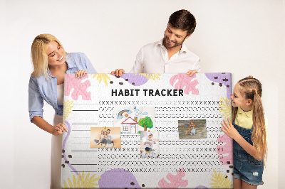 Kurkbord tropisch patroon met bladeren en stippen